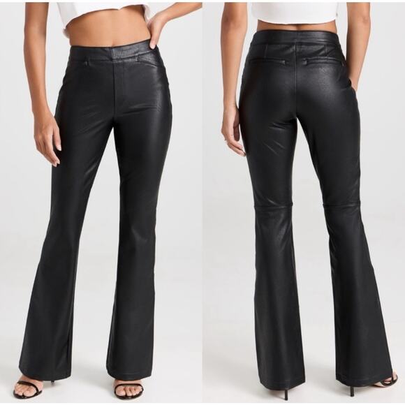 NWT Spanx Black Leather-Like Flare Pant Sz. Large Contemporary Western Rodeo - Picture 1 of 9